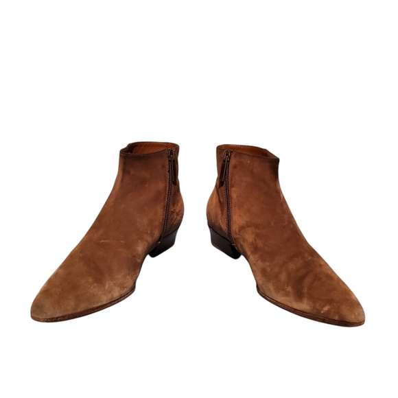 Aquatalia Brown Leather Zip-Up Ankle Booties Boots Women's Size 8, Made In Italy - Picture 6 of 13